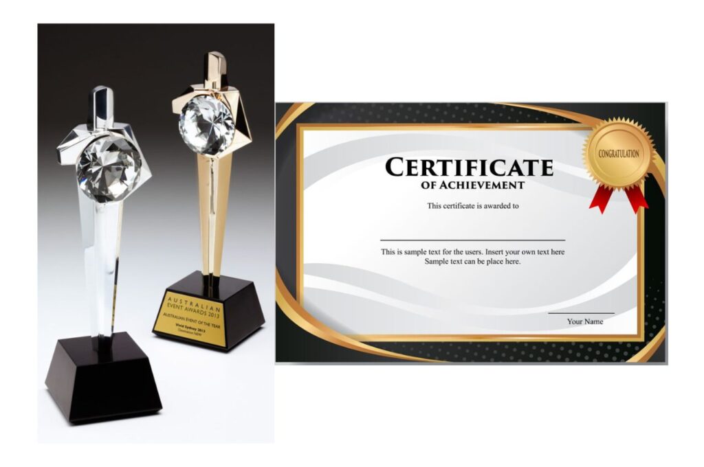 trophy award certificate